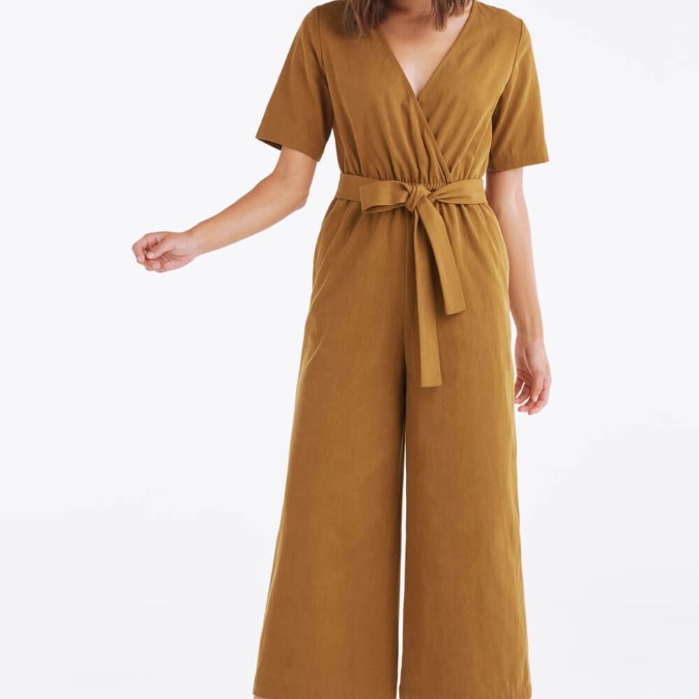 Vetta Capsule The Wrap Jumpsuit Gold Canvas S
